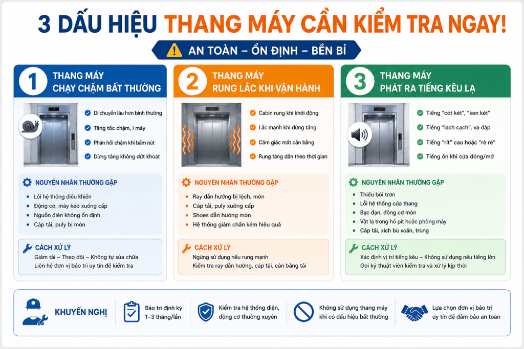 3 dấu hiệu thang máy cần kiểm tra ngay 