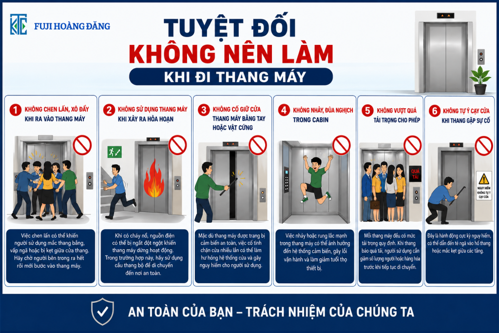Lưu ý khi đi thang máy để đảm bảo an toàn thang máy