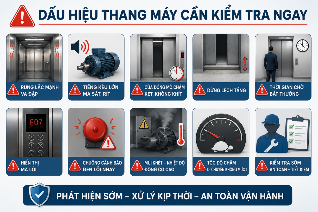 Những dấu hiệu cho thấy thang máy cần được kiểm tra